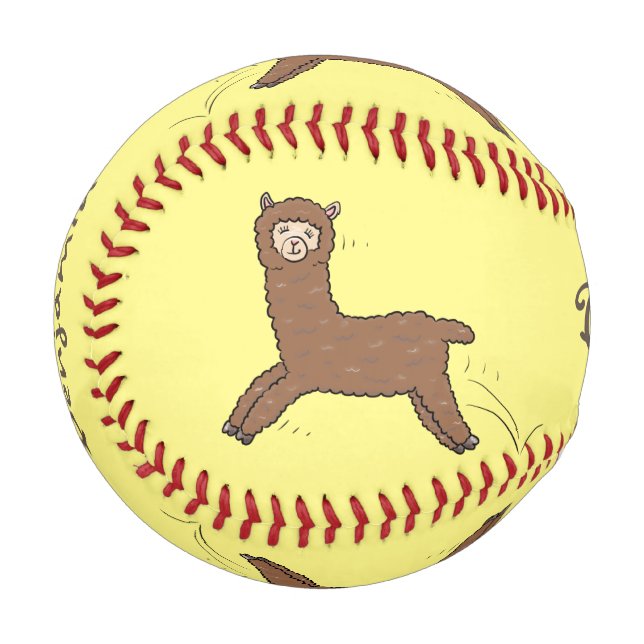 Balle De Baseball Caricature d'alpaga brun joli (Devant Gauche)