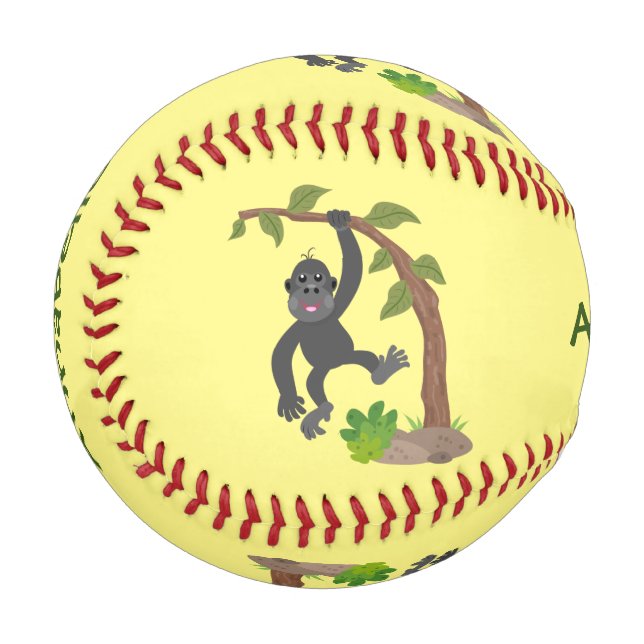Balle De Baseball Caricature de bébé gorille joyeux (Devant Gauche)