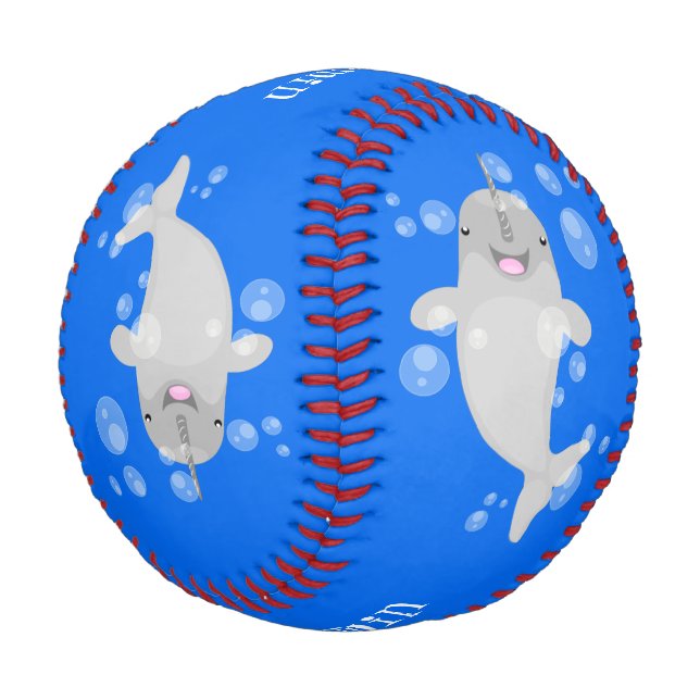 Balle De Baseball Caricature de bulles de narval joyeux (Angle)