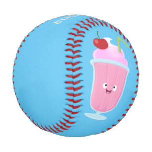 Balle De Baseball Caricature de crème glacée de fraise mignonne