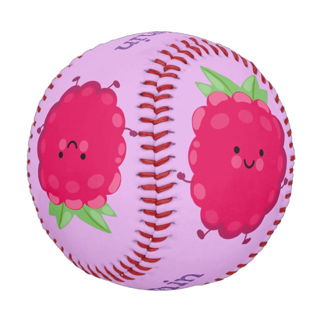 Balle De Baseball Caricature de framboise très heureuse (Angle)