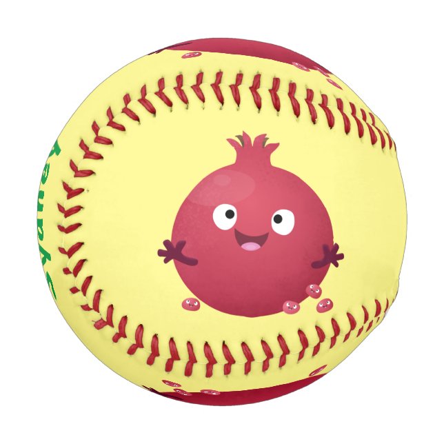 Balle De Baseball Caricature de fruits à la grenade joyeux (Devant Gauche)