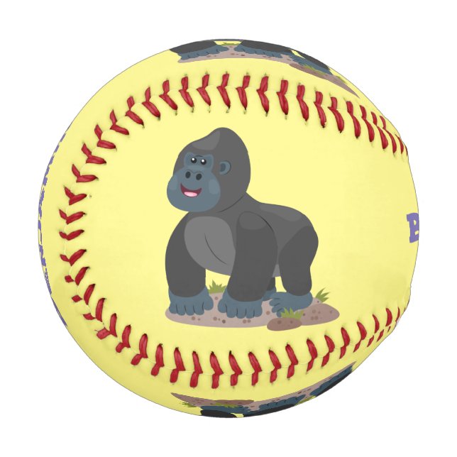 Balle De Baseball Caricature de gros gorilles joyeux (Devant Gauche)