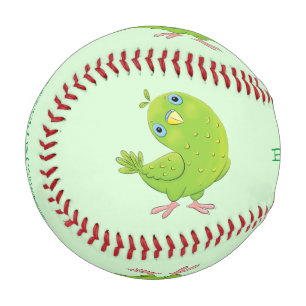 Balle De Baseball Caricature de perruche verte curieuse