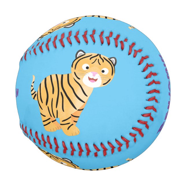 Balle De Baseball Caricature de petit tigre joyeux (Devant Droite)