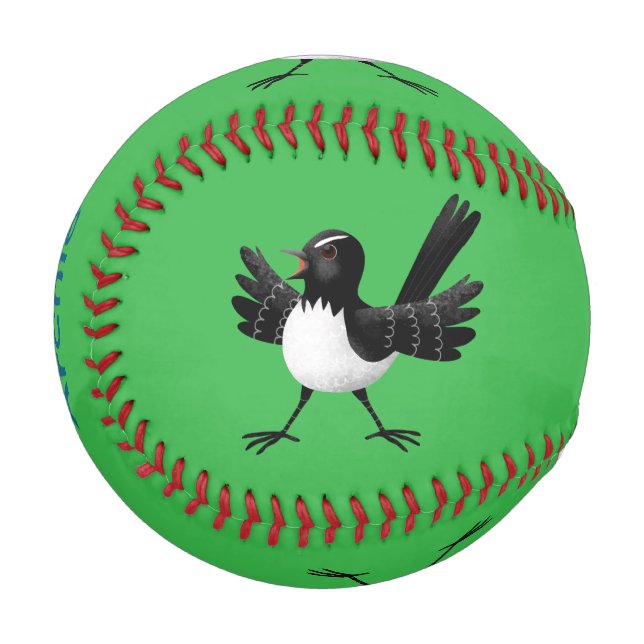 Balle De Baseball Caricature de Willie Wagtail australienne personna (Devant Gauche)