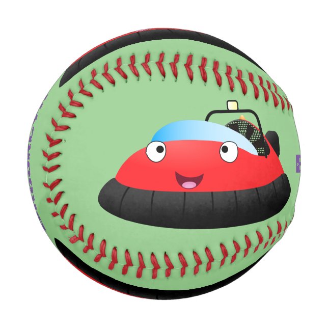 Balle De Baseball Caricature d'hovercraft rouge joyeux (Devant Gauche)