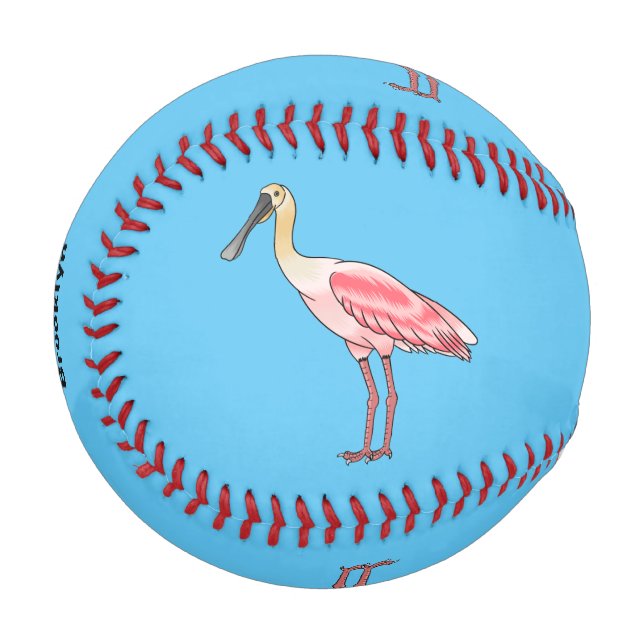 Balle De Baseball Caricature d'oiseau de spatule de rose (Devant Gauche)