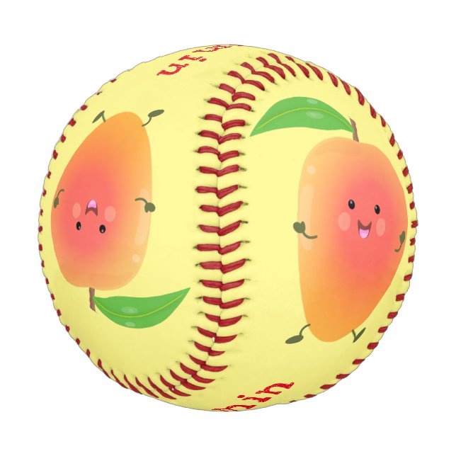 Balle De Baseball Caricature jaune mangue mignonne (Angle)