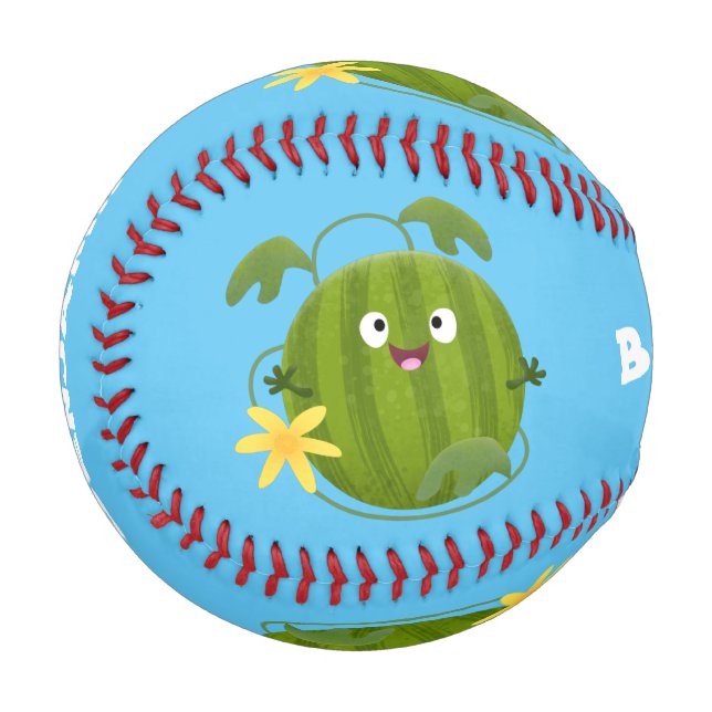 Balle De Baseball Caricature joli et souriant de pastèque (Devant Gauche)