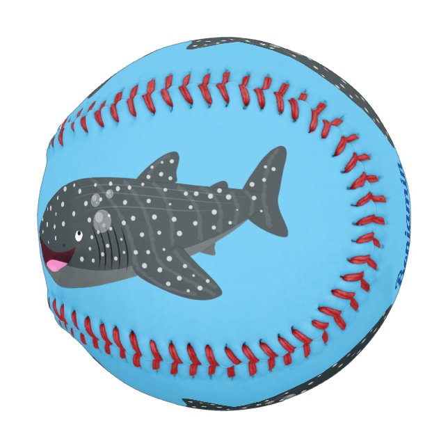 Balle De Baseball Caricature joli requin baleine joyeux (Devant Droite)