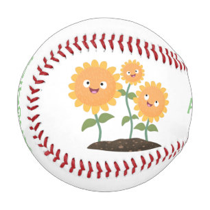 Balle De Baseball Caricature joli tournesol souriant illustration
