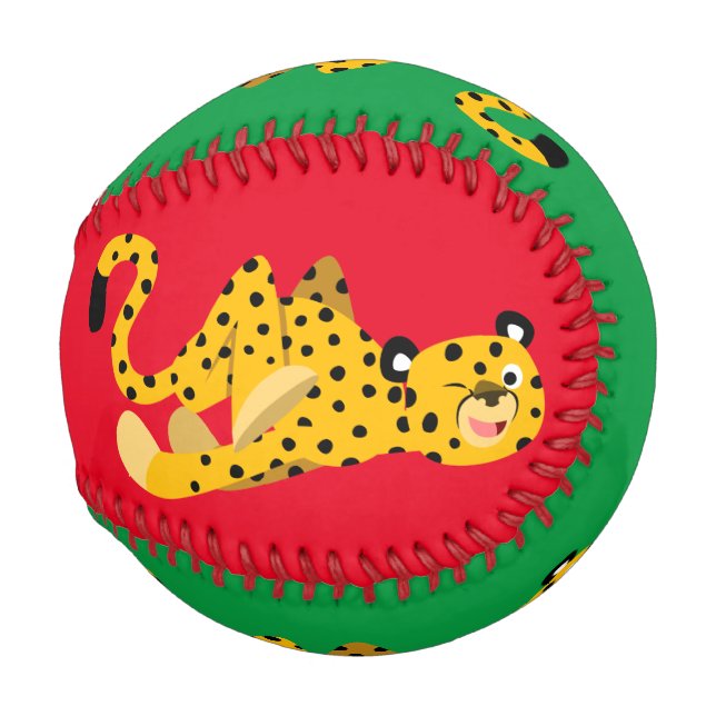 Balle De Baseball Caricature mignonne Dashon Cheetah Baseball (Devant Droite)