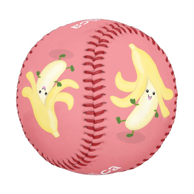 Balle De Baseball Caricature sur la banane de Cute kawaii (Angle)