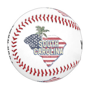 Balle De Baseball Caroline du Sud États-Unis Carte Retro Vintage USA