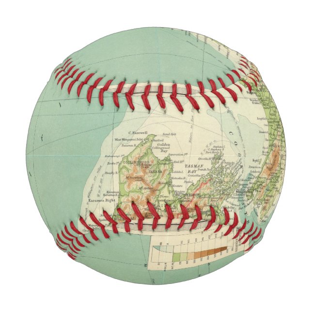 Balle De Baseball Carte Atlas de la Nouvelle-Zélande (Devant)