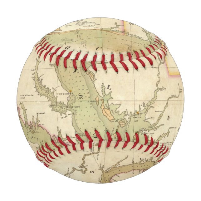 Balle De Baseball Carte des baies Chesapeake et Delaware (Devant)