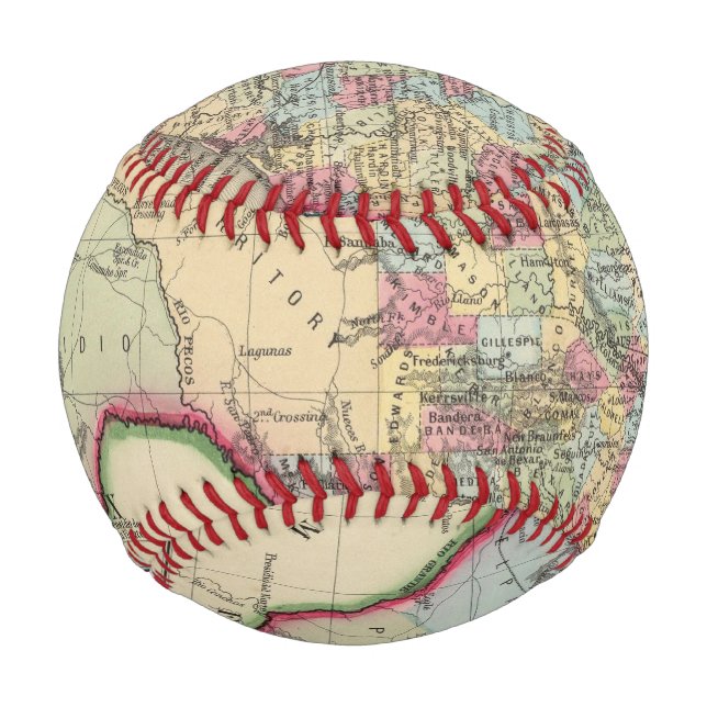 Balle De Baseball Carte Du Comté Du Texas (Devant)