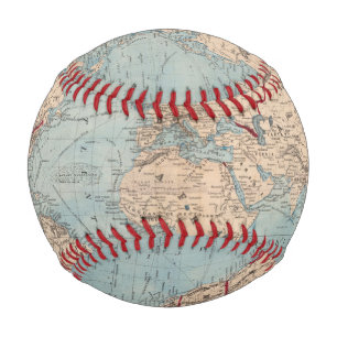 Balle De Baseball Carte du monde sur la projection de Mercator