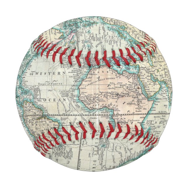Balle De Baseball Carte vintage du monde (1801) (Dos)