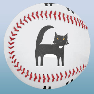 Balle De Baseball Chat Tuxedo noir et blanc