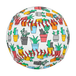 Balle De Baseball Chats dans les pots à fleurs