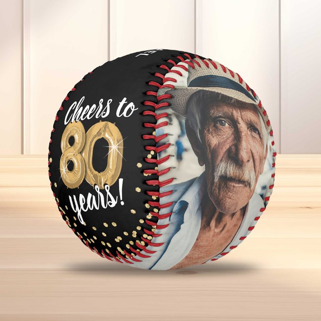 Balle De Baseball Cheers to 80 Years - 80th birthday Photo (Créateur téléchargé)