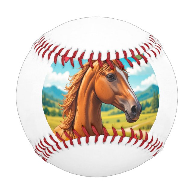 Balle De Baseball Cheval avec citation motivationnelle (Devant)