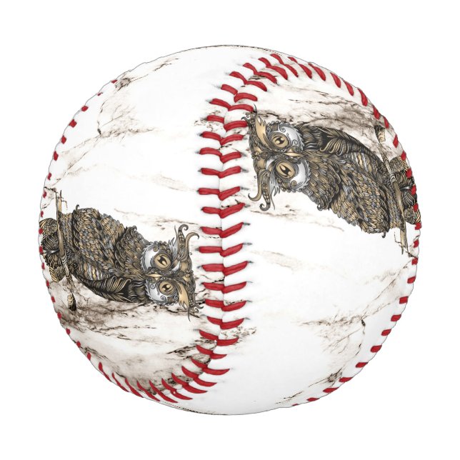 Balle De Baseball Chouette camouflée sur marbre Brown (Angle)