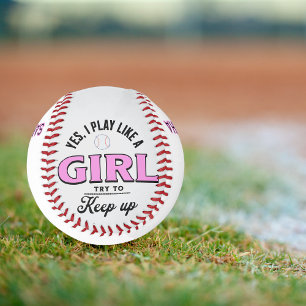 Balle De Baseball Citation drôle personnalisée "Joue comme une fille