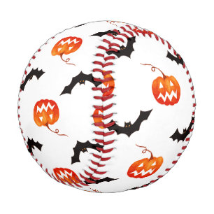 Balle De Baseball Citrouilles et chauves-souris d'Halloween, Trou ou