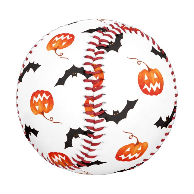 Balle De Baseball Citrouilles et chauves-souris d'Halloween, Trou ou (Angle)