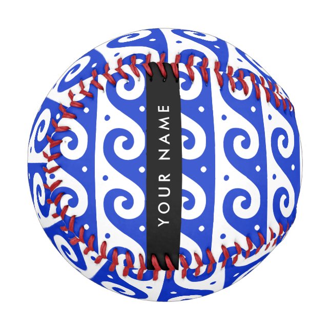 Balle De Baseball Clé de méandre grecque, Clé de vague, Bleu, Votre  (Devant Gauche)