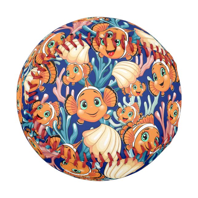 Balle De Baseball Clown fish Cartoon cute Family Underwater (Devant Gauche)