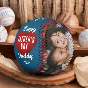 Balle De Baseball Cœur rouge Joyeuse fête des pères Papa 2 Collage d