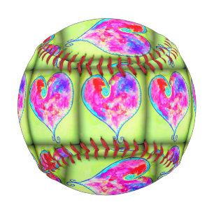 Balle De Baseball Coeurs roses tourbillonnant