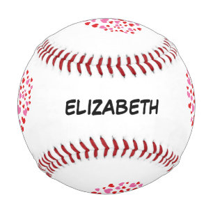 Balle De Baseball Coeurs Rouge Et Rose   Ajouter Votre Nom