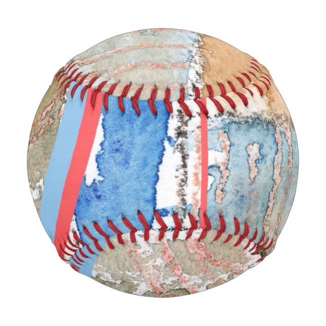 Balle De Baseball collage d'art abstrait, milieux mixtes et aquarell (Devant)