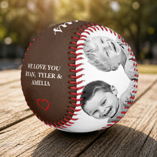 Balle De Baseball Collage de photos de famille en cuir pour la fête