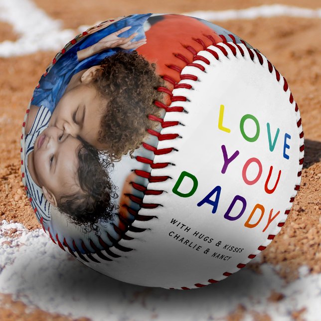 Balle De Baseball Collage photo 'JE T'AIME PAPA' Cadeau souvenir arc (Custom Dad Baseball Gifts)