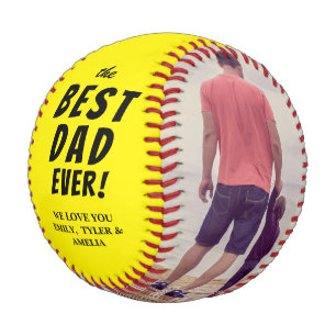 Balle De Baseball Collage photo Yellow Best Papa Ever 2