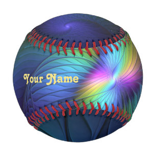 Balle De Baseball Coloré Avec Bleu Moderne Abstrait Nom Fractal