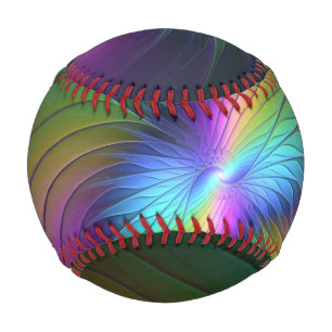 Balle De Baseball Coloré Avec Bleu Moderne Art Fractal Abstrait