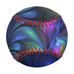 Balle De Baseball Coloré Lumineux Abstrait Bleu rose Vert Fractal