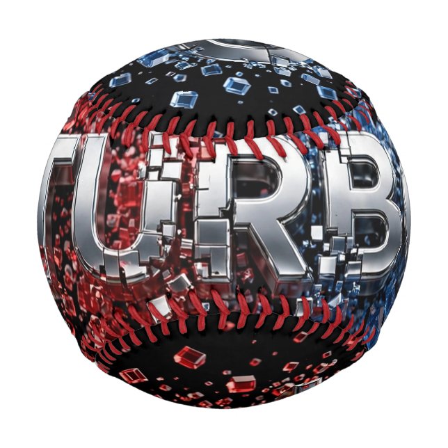 Balle De Baseball Conception chrome TURBO futuriste 3D (Devant)