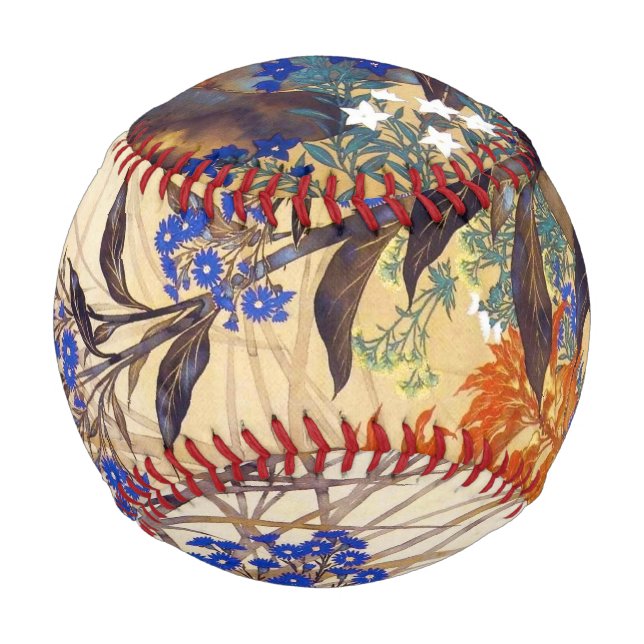 Balle De Baseball Cool oriental fleurs japonaises peinture vibrante (Dos)