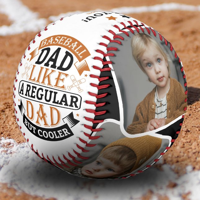 Balle De Baseball Cool Papa 4 Photo Collage Père Cadeau (Créateur téléchargé)