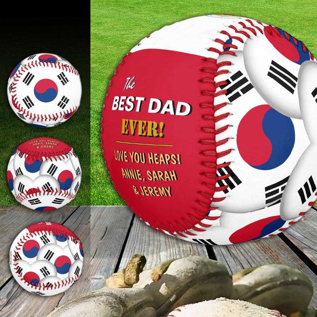 Balle De Baseball Corée du Sud meilleur papa, pères patriotes, drape (Créateur téléchargé)