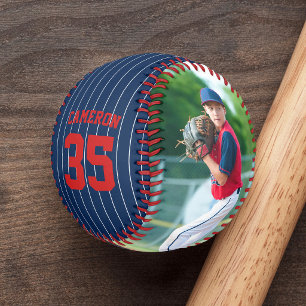 Balle De Baseball Couleurs Rayures Nom Numéro Photo Entièrement Édit