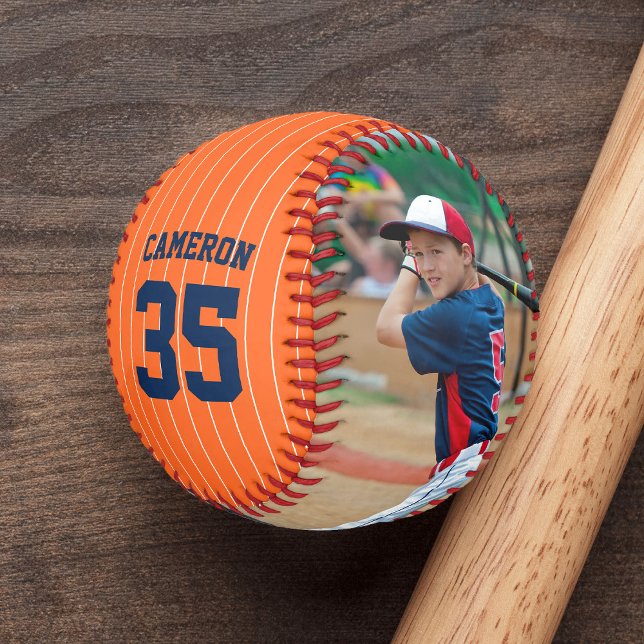 Balle De Baseball Couleurs Rayures Nom Numéro Photo Entièrement Édit (Créateur téléchargé)